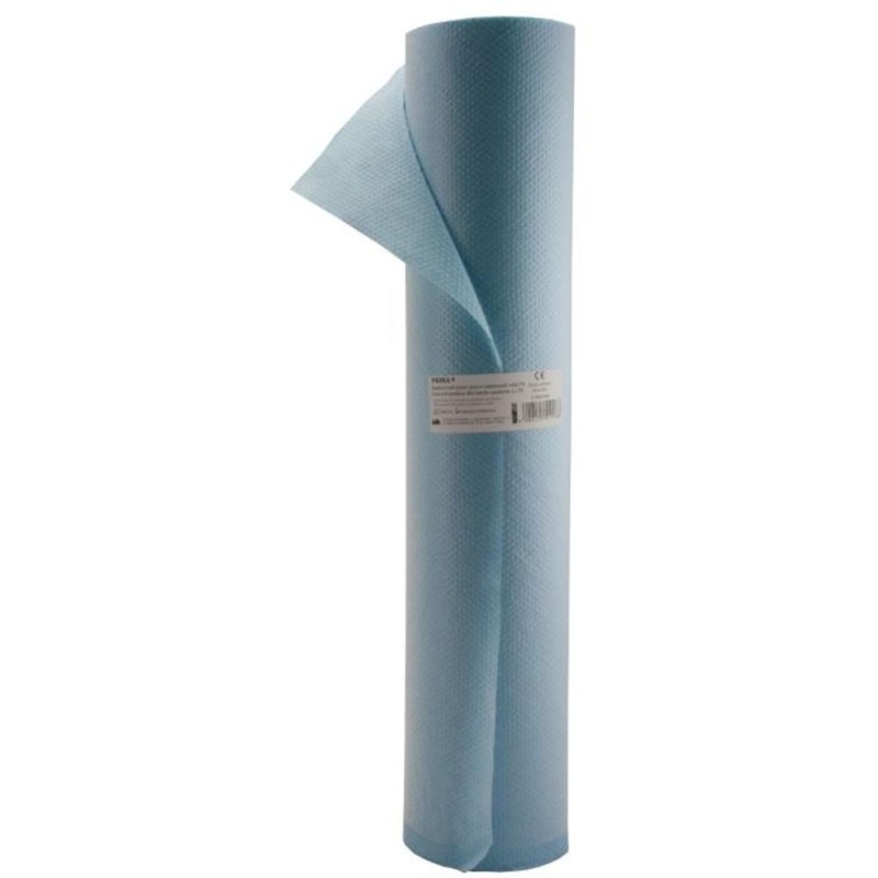 Set 2 x Rola Cearceaf Hartie si PE, 50 cm x 50 m, Albastru, pentru Clinici si Saloane, 130 Foi