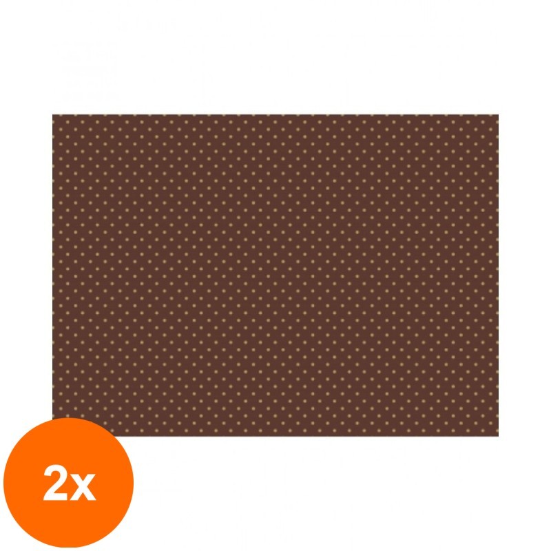 Set 2 x Rola Hartie pentru Ambalat, Maro, Model Buline, 70 cm x 250 m