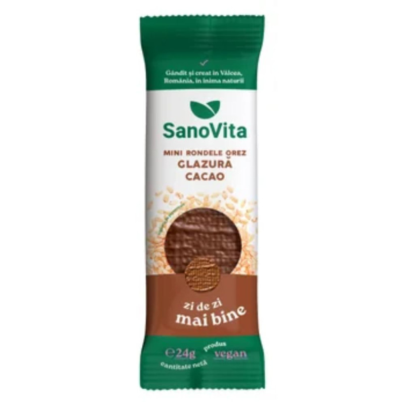 Set 2 x Rondele din Orez cu Glazura de Cacao si Migdale, SanoVita, 37 g