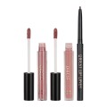 Set 2 x Ruj Lichid Mat si Lip Gloss si Creion Contur Buze Qibest, 01