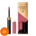 Set 2 x Ruj Lichid Max Factor Lipfinity 24H, 020 Angelic, 4.2 g