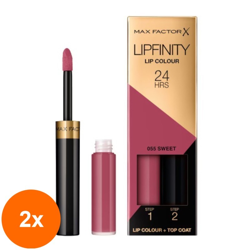 Set 2 x Ruj Lichid Max Factor Lipfinity 24H, 055 Sweet, 4.2 g