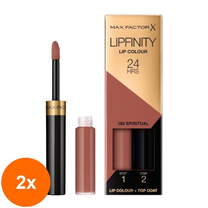 Set 2 x Ruj Lichid Max Factor Lipfinity 24H, 180 Spiritual, 4.2 g