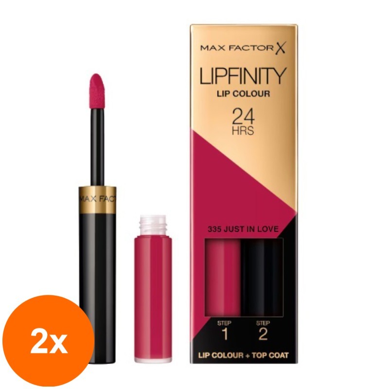 Set 2 x Ruj Lichid Max Factor Lipfinity 24H, 335 Just In Love, 4.2 g
