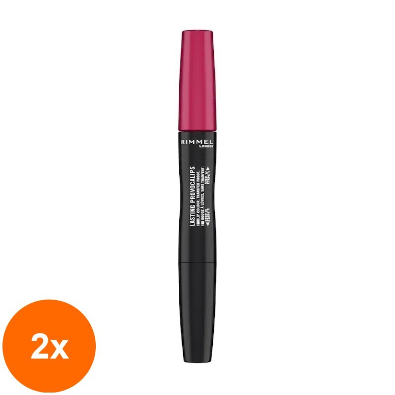 Set 2 x Ruj Lichid Rimmel Lasting Finish Provocalips, 310 Pouting Pink, 3.9 g