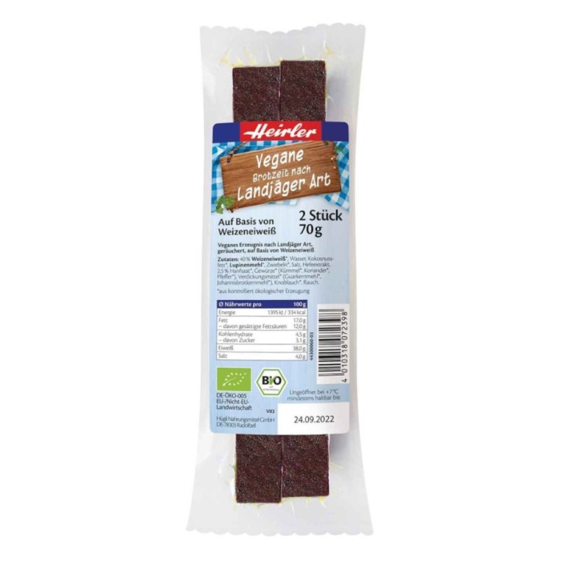 Set 2 x Salam Vanatoresc, Bio - Vegan, 70 g Heirler