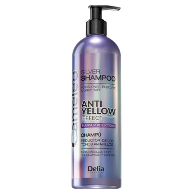 Set 2 x Sampon Cameleo Silver Platinum Reflections, pentru Par Blond, Decolorat sau Gri, Efect Anti-Galben, 500 ml