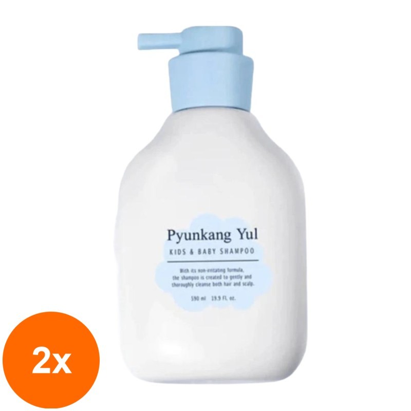 Set 2 x Sampon pentru Copii Pyunkang Yul Kids & Baby, Aroma de Portocala Dulce, 590 ml