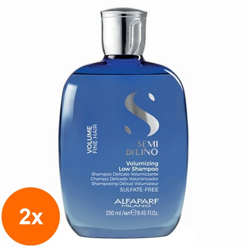 Set 2 x Sampon pentru Volum fara Sulfati Alfaparf Semi di Lino Volumizing Low Shampoo, 250 ml