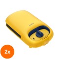 Set 2 x Sandwich Grill Comfee MC-JK1312P201, 600 W, Placi Antiaderente, Timer, Accesorii - Sandwich (Triunghiuri) & Placi Grill,