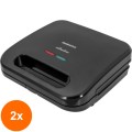 Set 2 x Sandwich Maker 3 in 1, 800 W, Placi Neaderente, Termostat, Maner CoolTouch, Negru, Daewoo