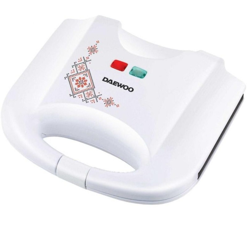 Set 2 x Sandwich Maker, 800 W, Design Traditional, Placi Neaderente, Termostat, CoolTouch, Alb, Daewoo