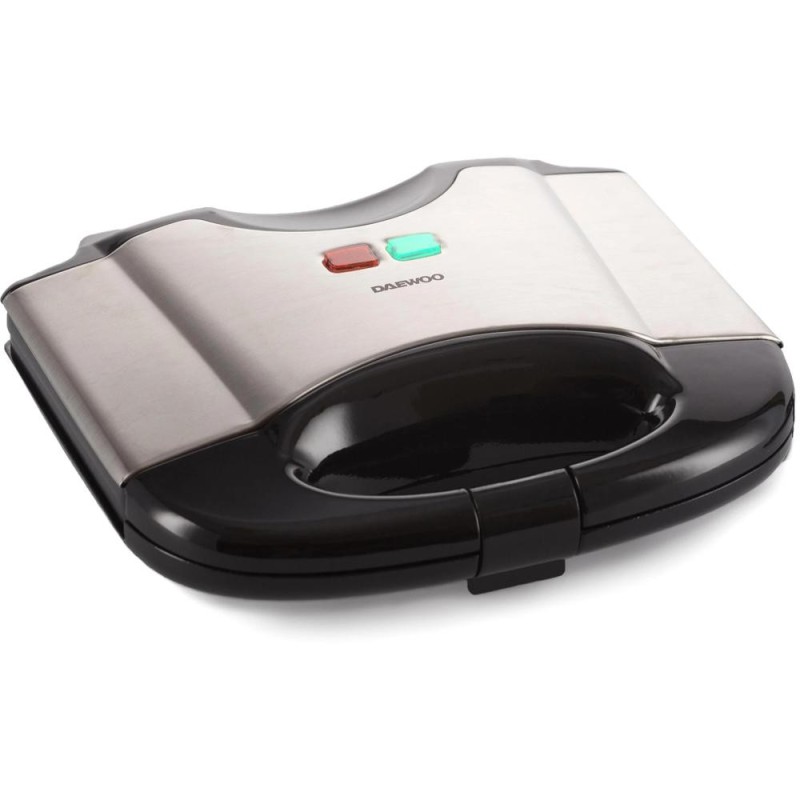 Set 2 x Sandwich Maker, 800 W, Placi Neaderente, Termostat, Maner CoolTouch, Inox, Daewoo DSM20X