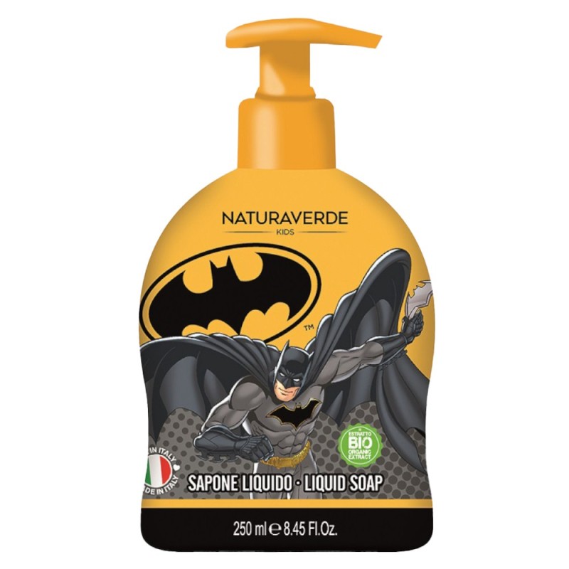 Set 2 x Sapun Lichid Bio cu Pompita Naturaverde Kids Batman, cu Extract Organic de Ceai Verde, 250 ml