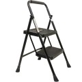 Set 2 x Scara Metalica Pliabila, 2 Trepte Late, Negru