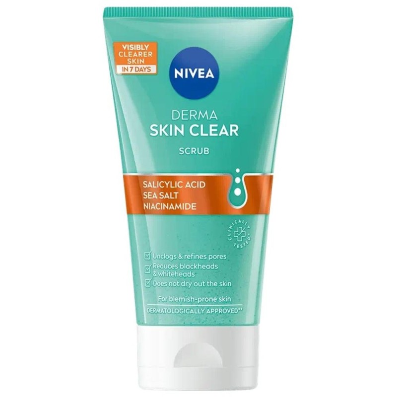 Set 2 x Scrub pentru Fata Nivea Derma Skin Clear, 150 ml