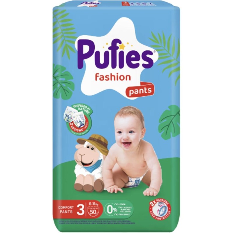 Set 2 x Scutece Chilotel Pufies Fashion Maxi, Marime 3 Midi, 6-11 kg, 50 Bucati