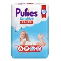 Set 2 x Scutece-chilotel Pufies Pants Sensitive Extra Large, Marimea 6, 15+ Kg, 38 Buc