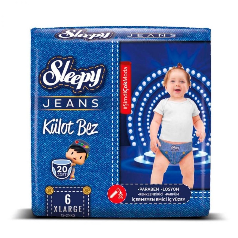 Set 2 x Scutece Chilotel Sleepy Jeans, Marimea 6 X Large, 15 - 25 kg, 20 Bucati