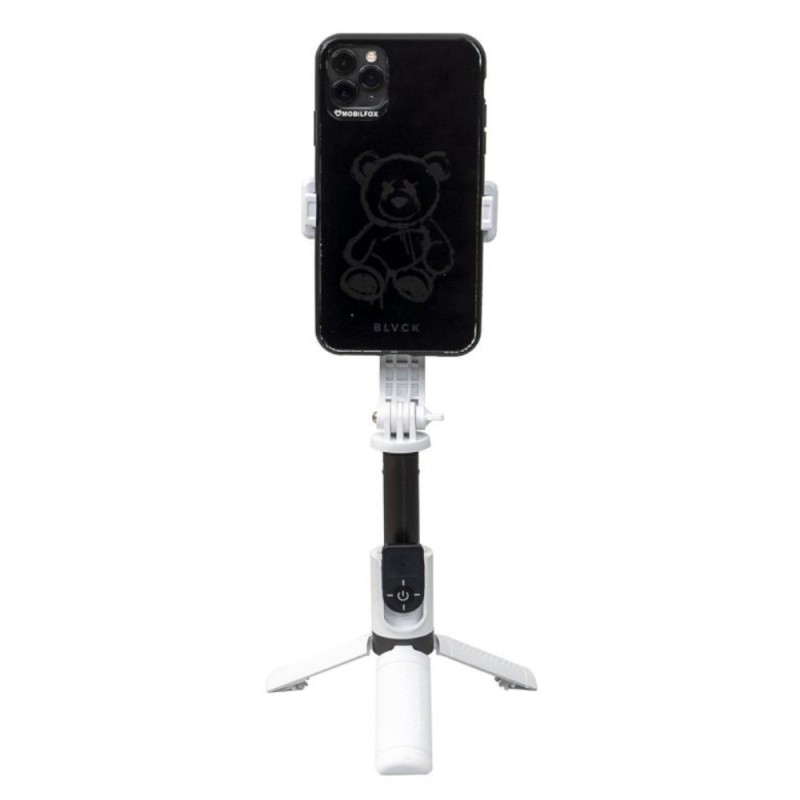 Set 2 x Selfie Stick si Trepied cu Telecomanda Bluetooth, Telescopic, Super Mini, Alb