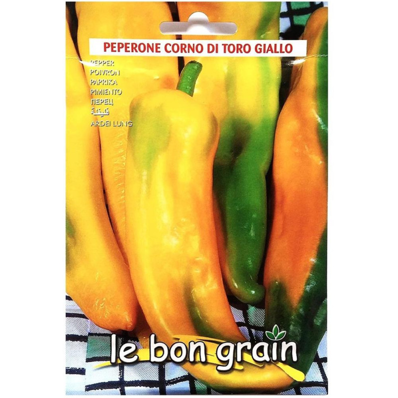 Set 2 x Seminte de Ardei Lung Corno Di Toro Giallo, Raci Sementi, 100 g