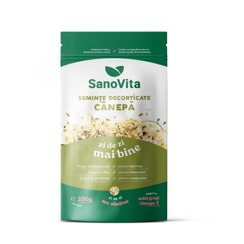 Set 2 x Seminte de Canepa Decorticate, Sanovita Zipper, 200 g