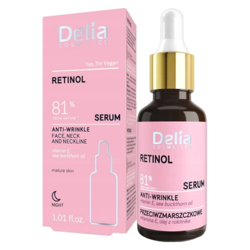 Set 2 x Ser Anti-Rid pentru Fata si Decolteu Delia Cosmetics, cu Retinol, 30 ml