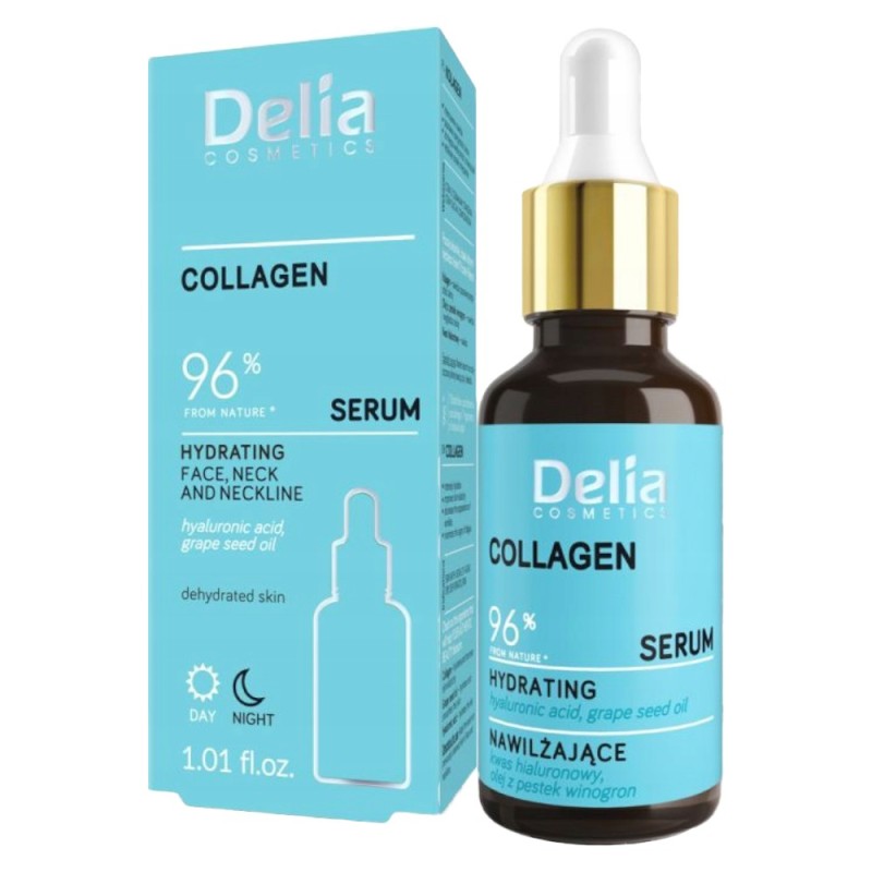 Set 2 x Ser Hidratant pentru Fata si Decolteu Delia Cosmetics, cu Colagen, 30 ml