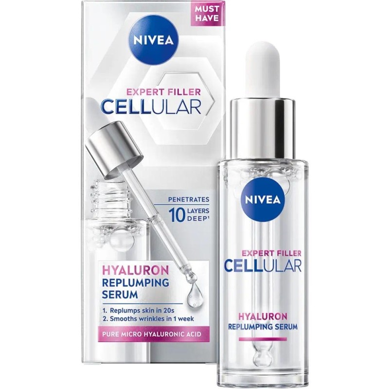 Set 2 x Ser pentru Fata Nivea Cellular Expert, cu Acid Hialuronic, 15 ml