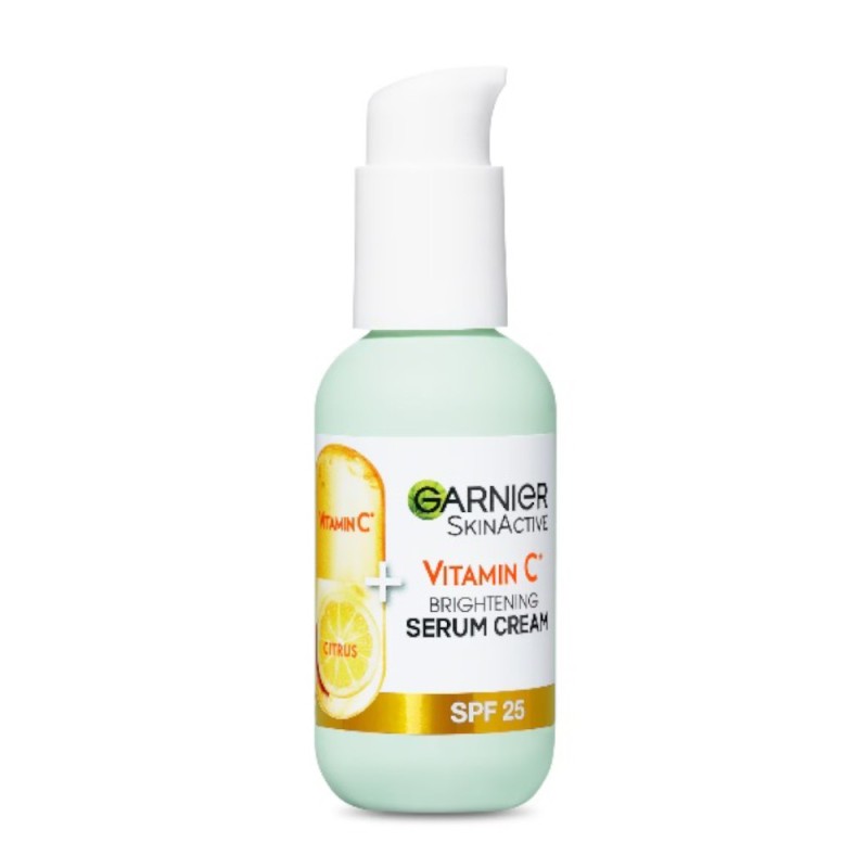 Set 2 x Serum Crema 2 in 1, Garnier Skin Active, cu Vitamina C, SPF 25, cu Efect de Iluminare, 50 ml