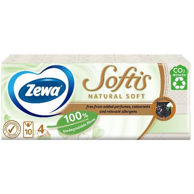 Set 2 x Servetele Nazale, 4 Straturi, Natural Soft, Zewa, 10 Pachete x 9 Batiste