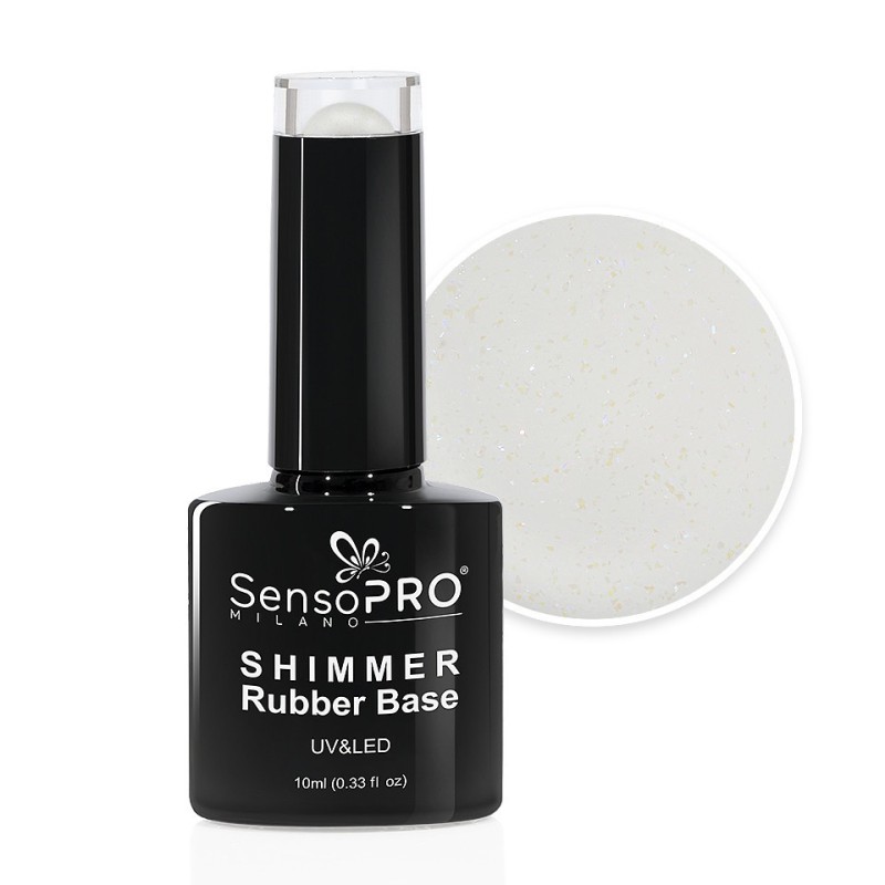 Set 2 x Shimmer Rubber Base SensoPRO Milano, 20 Milky White, 10 ml
