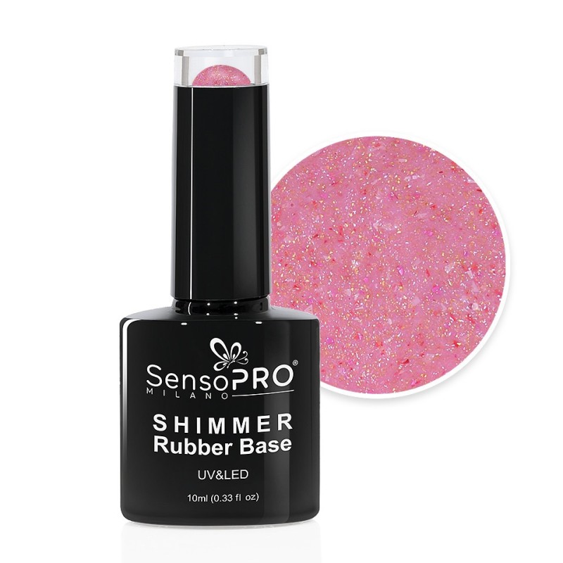 Set 2 x Shimmer Rubber Base SensoPRO Milano, 51 Scarlet Spots, 10 ml