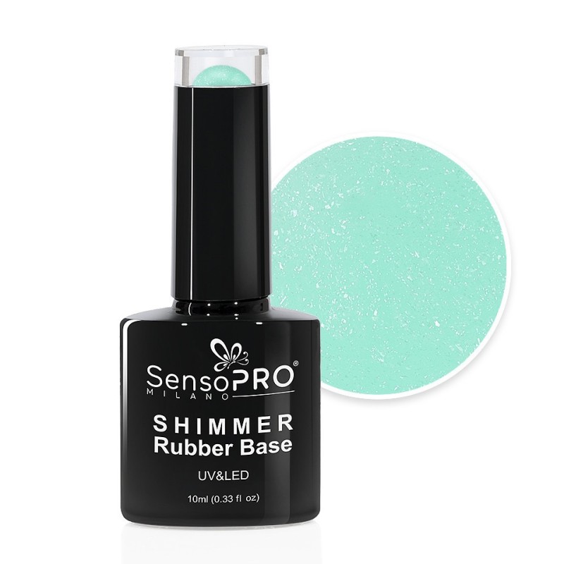 Set 2 x Shimmer Rubber Base SensoPRO Milano, 58 Radiant Lime, 10 ml
