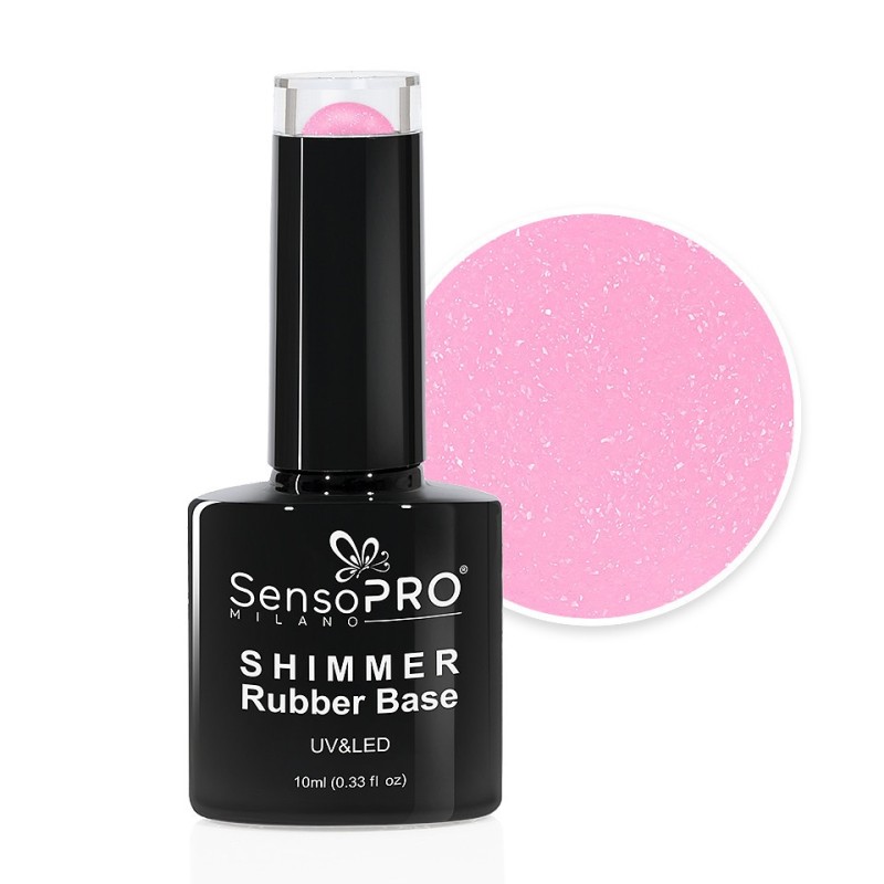 Set 2 x Shimmer Rubber Base SensoPRO Milano, 60 Sparkling Rose, 10 ml