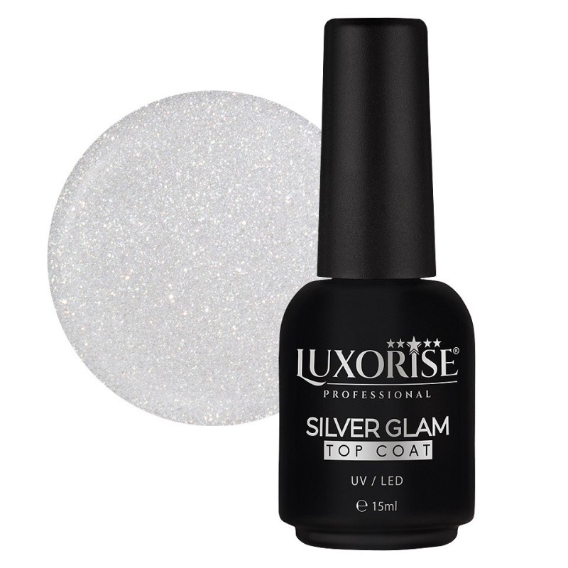 Set 2 x Silver Glam Top Coat Luxorise, 15 ml