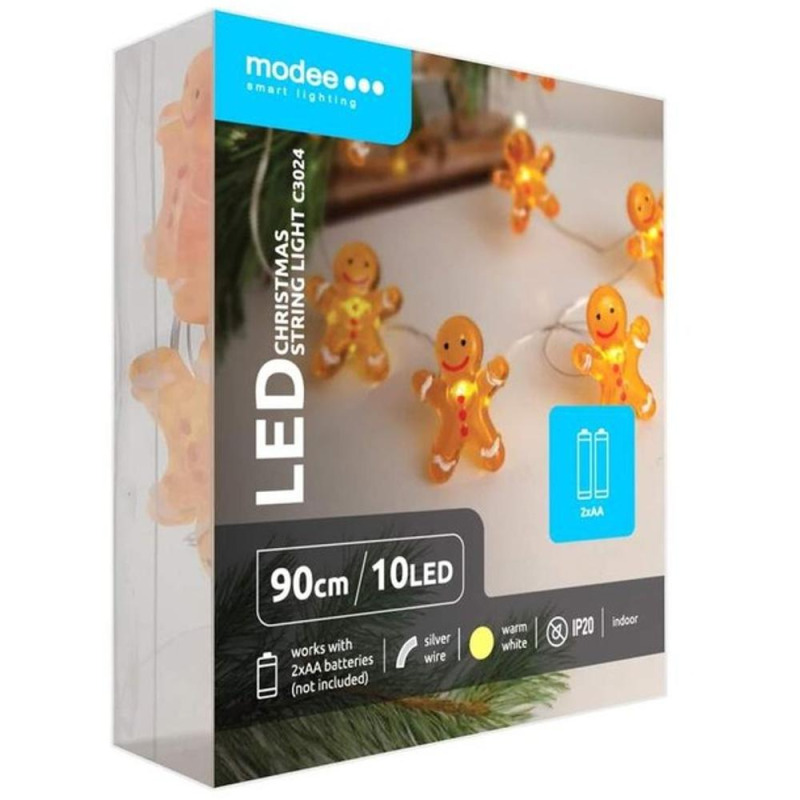 Set 2 x Sir de Lumini Led, Modee, pentru Craciun, cu Baterii si Clema, Lumina Calda