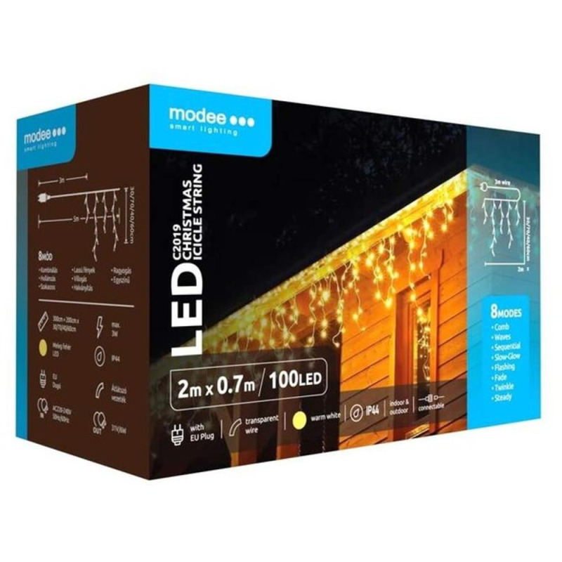 Set 2 x Sir de Lumini Led, pentru Craciun, cu Adaptor, Modee, Extensibil