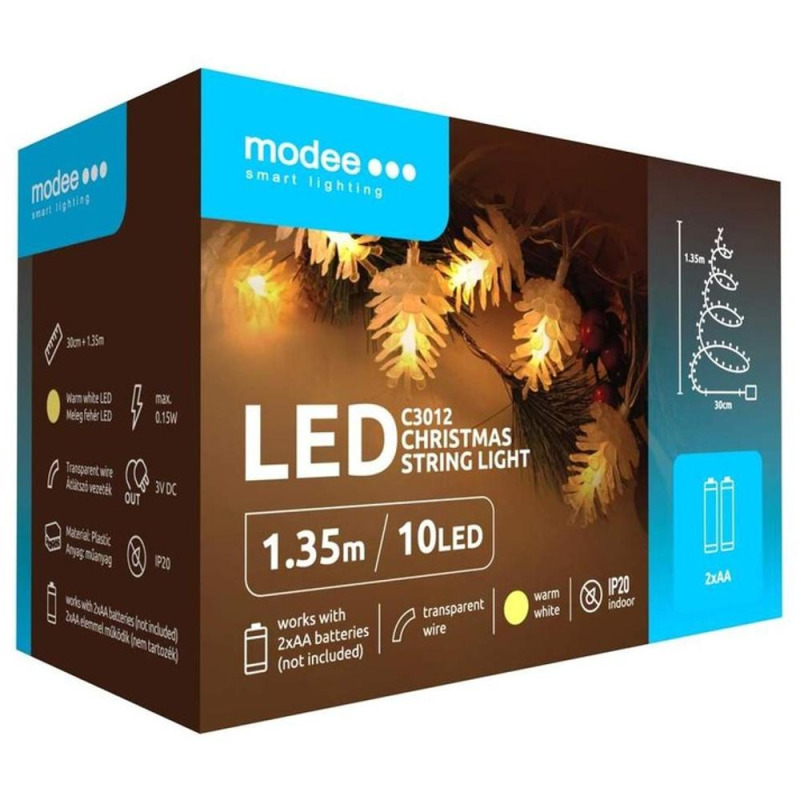 Set 2 x Sir de Lumini, Led, pentru Craciun, Modee, cu Baterii