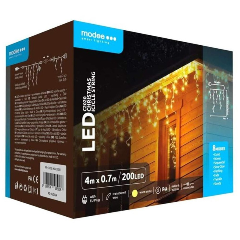 Set 2 x Sir de Lumini pentru Craciun, Led, Modee, cu Adaptor, Extensibil
