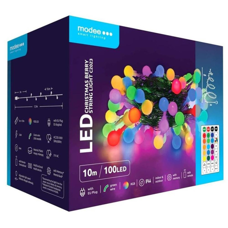 Set 2 x Sir de Lumini, pentru Craciun, Modee, Led, cu Adaptor, din Plastic, Telecomanda