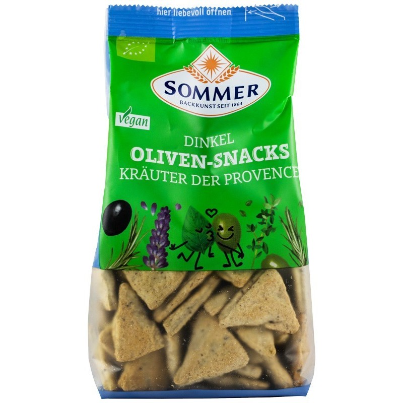 Set 2 x Snack Bio din Faina de Grau Spelta cu Masline si Ierburi de provence, 150 g Sommer