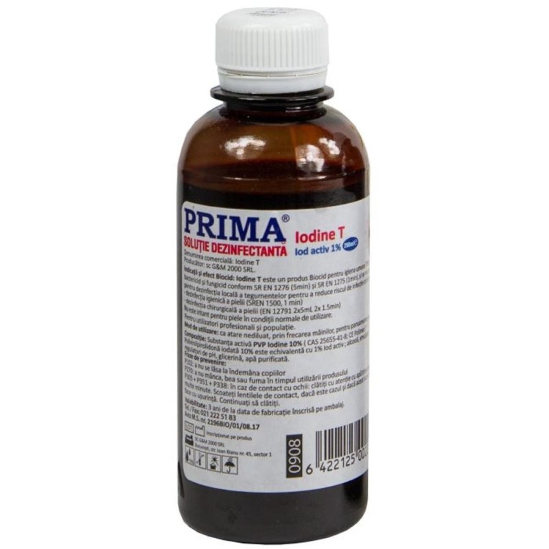 Set 2 x Solutie Dezinfectanta cu Polivinilpirolidona Iodata 10%, Prima, 200 ml