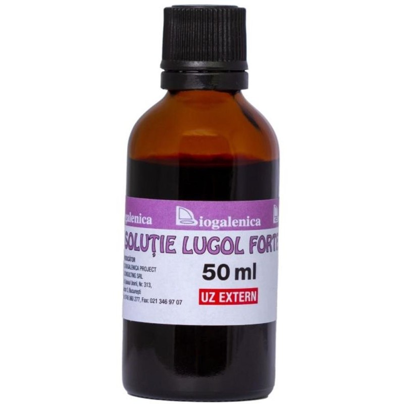 Set 2 x Solutie Dezinfectanta Lugol, 5%, pentru Plagi la Nivel Cutanat, 50 ml