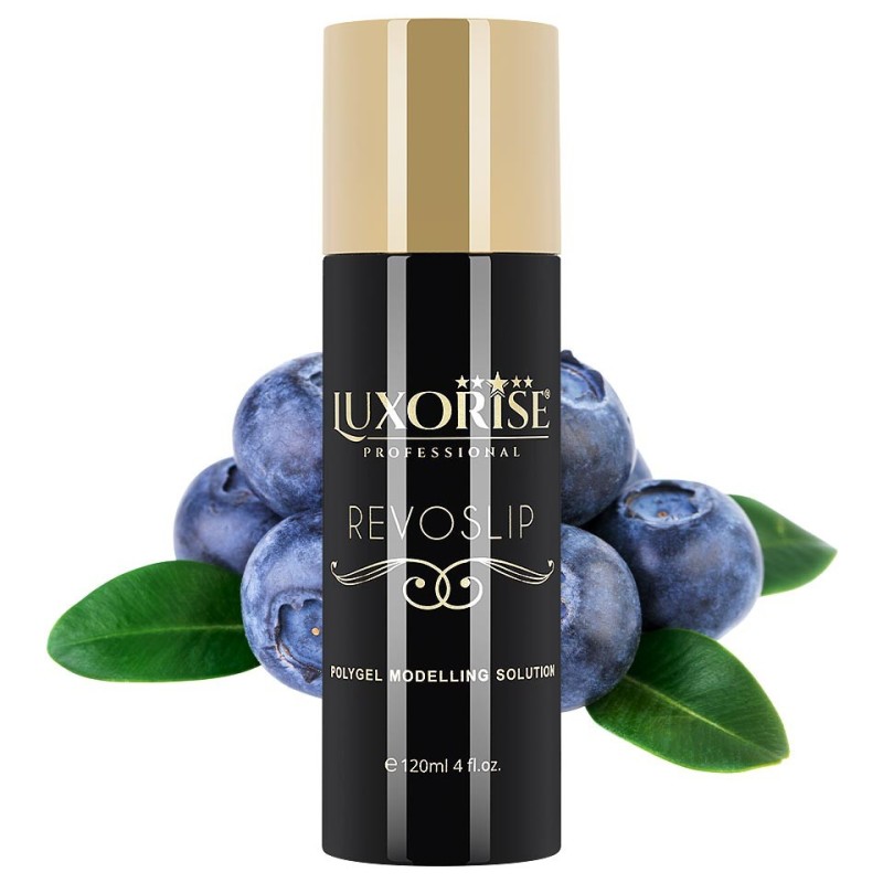 Set 2 x Solutie Modelare Polygel Revoslip Luxorise, Blueberry 120 ml