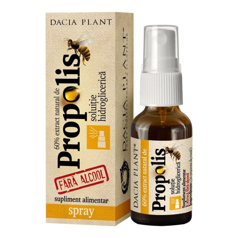 Set 2 x Spray cu Extract Natural de Propolis fara Alcool, 20 ml, Dacia Plant