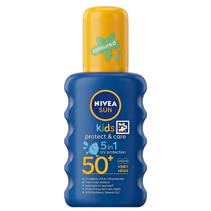 Set 2 x Spray cu Protectie Solara Colorat Nivea Sun Kids SPF 50+ pentru Copii, 200 ml