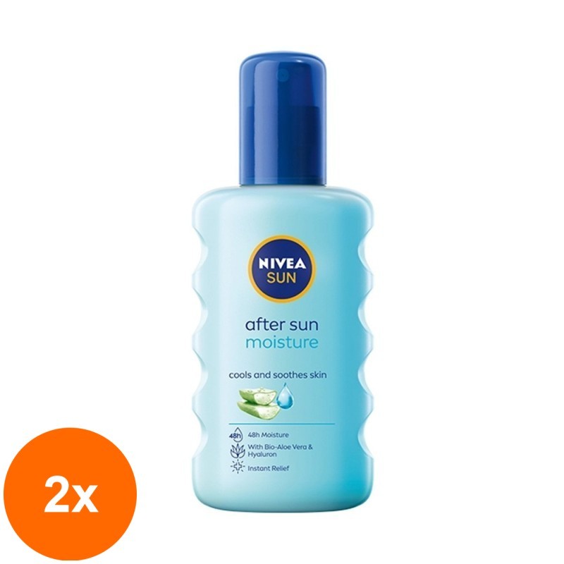Set 2 x Spray dupa Plaja Hidratant Nivea Sun After Sun Moisture, 200 ml