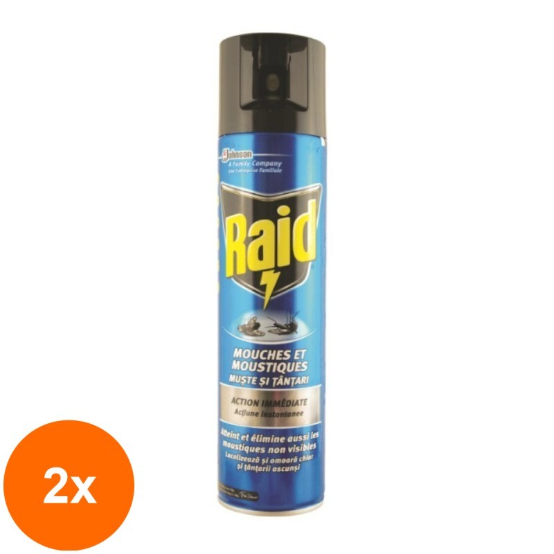 Set 2 x Spray Impotriva Mustelor si Tantarilor Raid, 400 ml