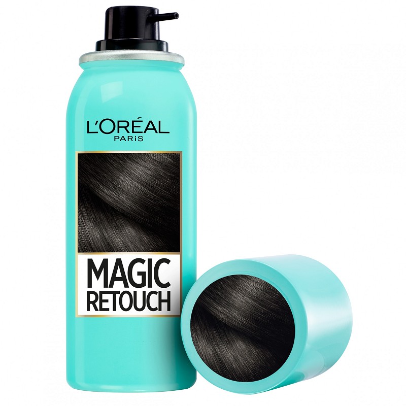 Set 2 x Spray Instant L'Oreal Paris Magic Retouch pentru Camuflarea Radacinilor Crescute, 1 Negru, 75 ml